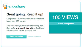 Slideshareにアップロードしたプレゼンテーションが100 Viewsを超えると...